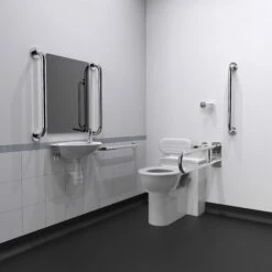 Nymas NymaPRO Back To Wall Doc M Toilet Pack With Concealed Fixings - Polished Grab Rails