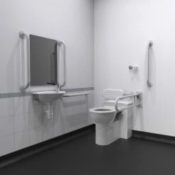 Nymas NymaPRO Back To Wall Doc M Toilet Pack With Concealed Fixings - White Grab Rails
