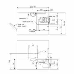 Nymas NymaPRO Wall Hung Doc M Toilet Pack With Steel Grab Rails And TMV3 Valve - White