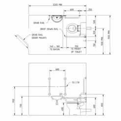 Nymas NymaPRO Close Coupled Doc M Toilet Pack With Exposed Fixings - White Grab Rails