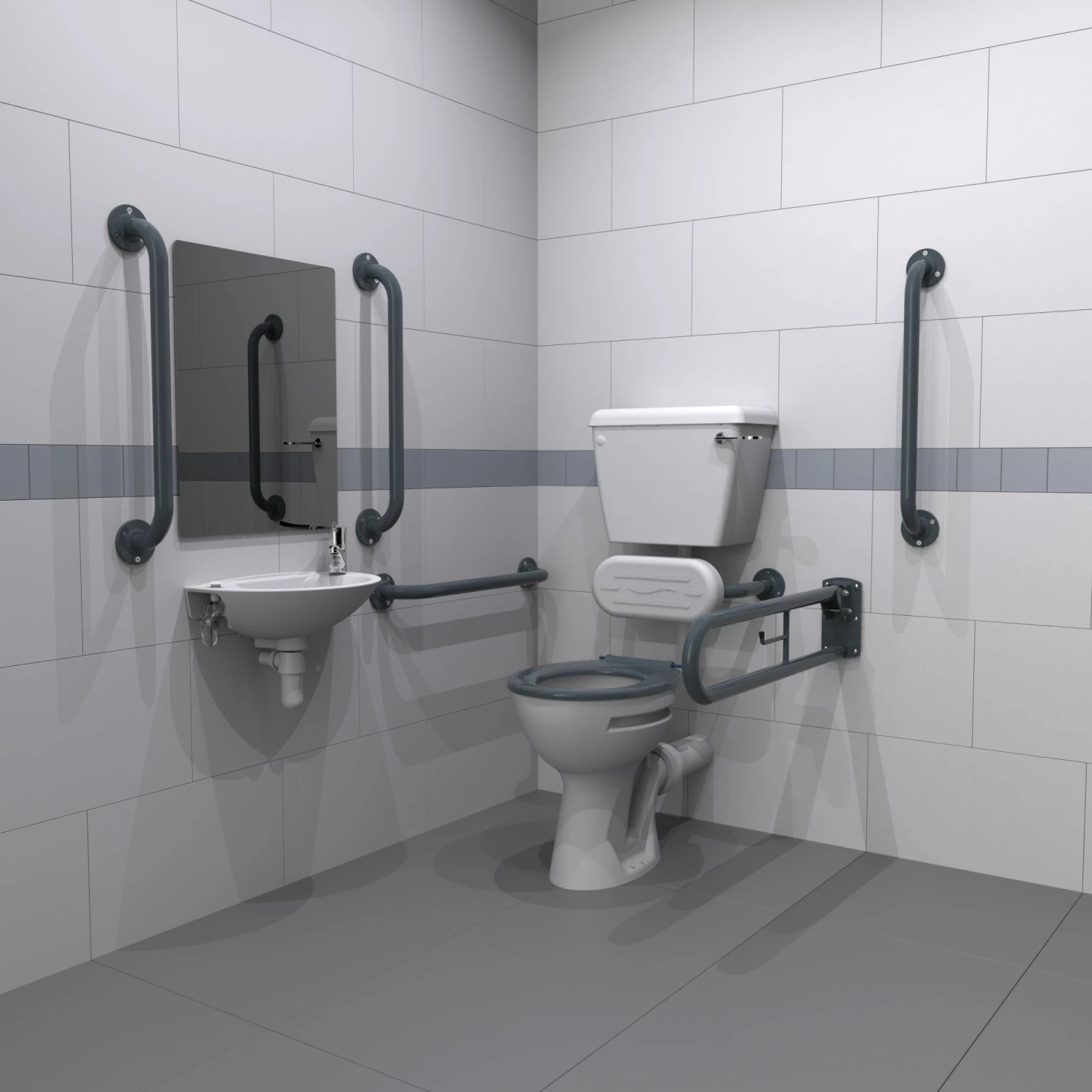 Nymas NymaPRO Low Level Doc M Toilet Pack With Exposed Fixings And TMV3 Valve - Dark Grey Grab Rails 4 Nymas NymaPRO Low Level Doc M Toilet Pack With Exposed Fixings And TMV3 Valve - Dark Grey Grab Rails - Image 2