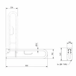 Nymas NymaPRO Lift And Lock Hinged Grab Rail With Roll Holder 800mm Length - Satin -HEATANDPLUMB Sales nymas nymapro grab rail 211480 db 1