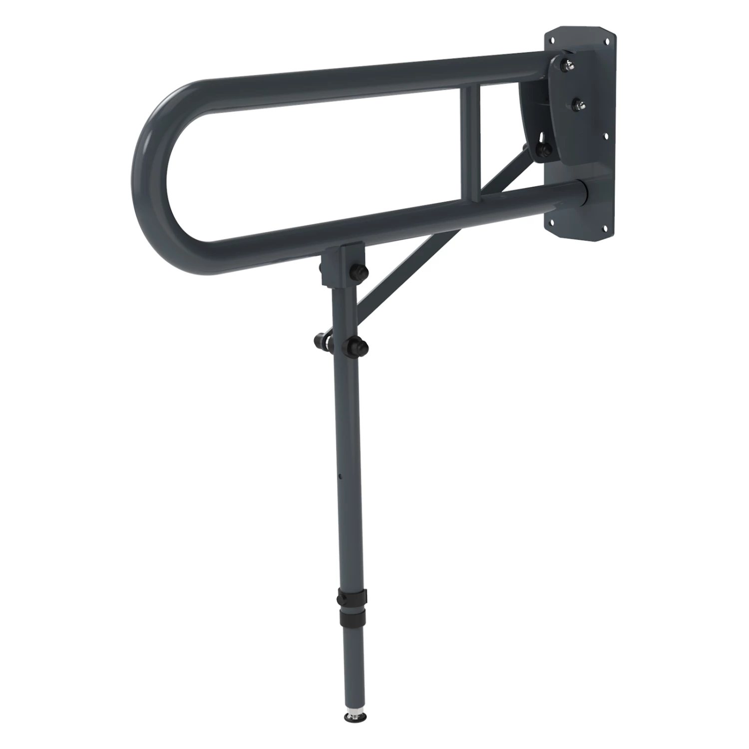 Nymas NymaPRO Lift And Lock Hinged Grab Rail With Leg 650mm Length - Dark Grey 3 Nymas NymaPRO Lift And Lock Hinged Grab Rail With Leg 650mm Length - Dark Grey
