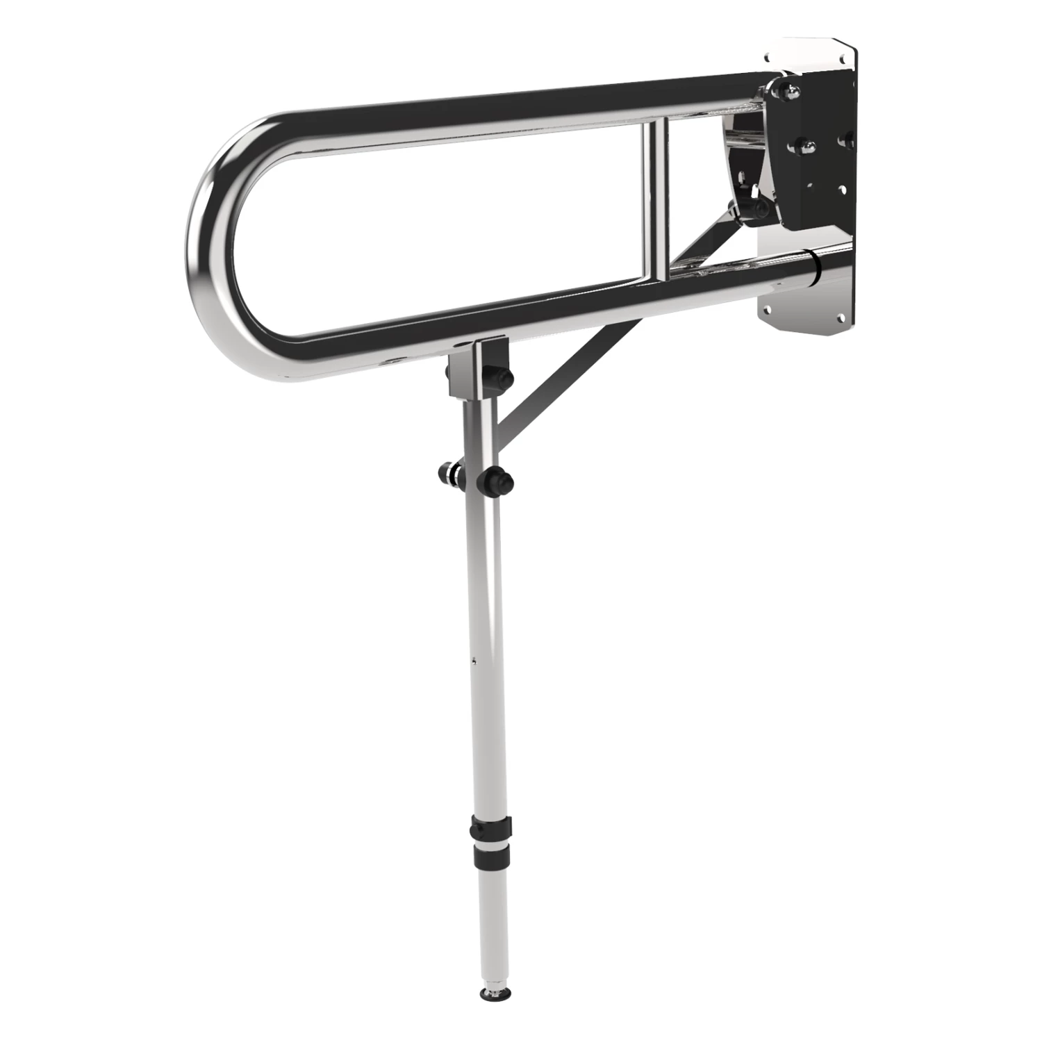 Nymas NymaPRO Lift And Lock Hinged Grab Rail With Leg 650mm Length - Polished 4 Nymas NymaPRO Lift And Lock Hinged Grab Rail With Leg 650mm Length - Polished - Image 2