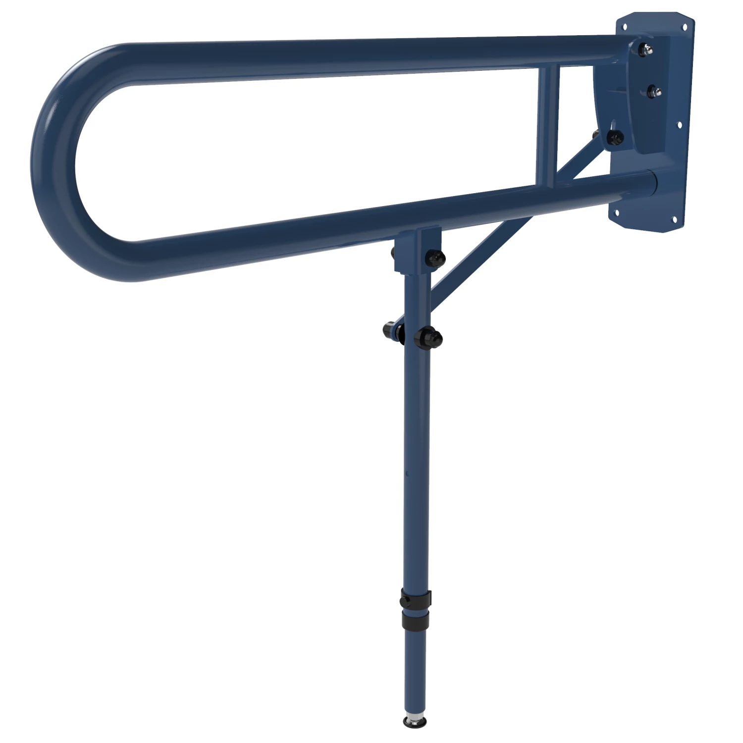 Nymas NymaPRO Lift And Lock Hinged Grab Rail With Leg 800mm Length - Dark Blue 4 Nymas NymaPRO Lift And Lock Hinged Grab Rail With Leg 800mm Length - Dark Blue - Image 2