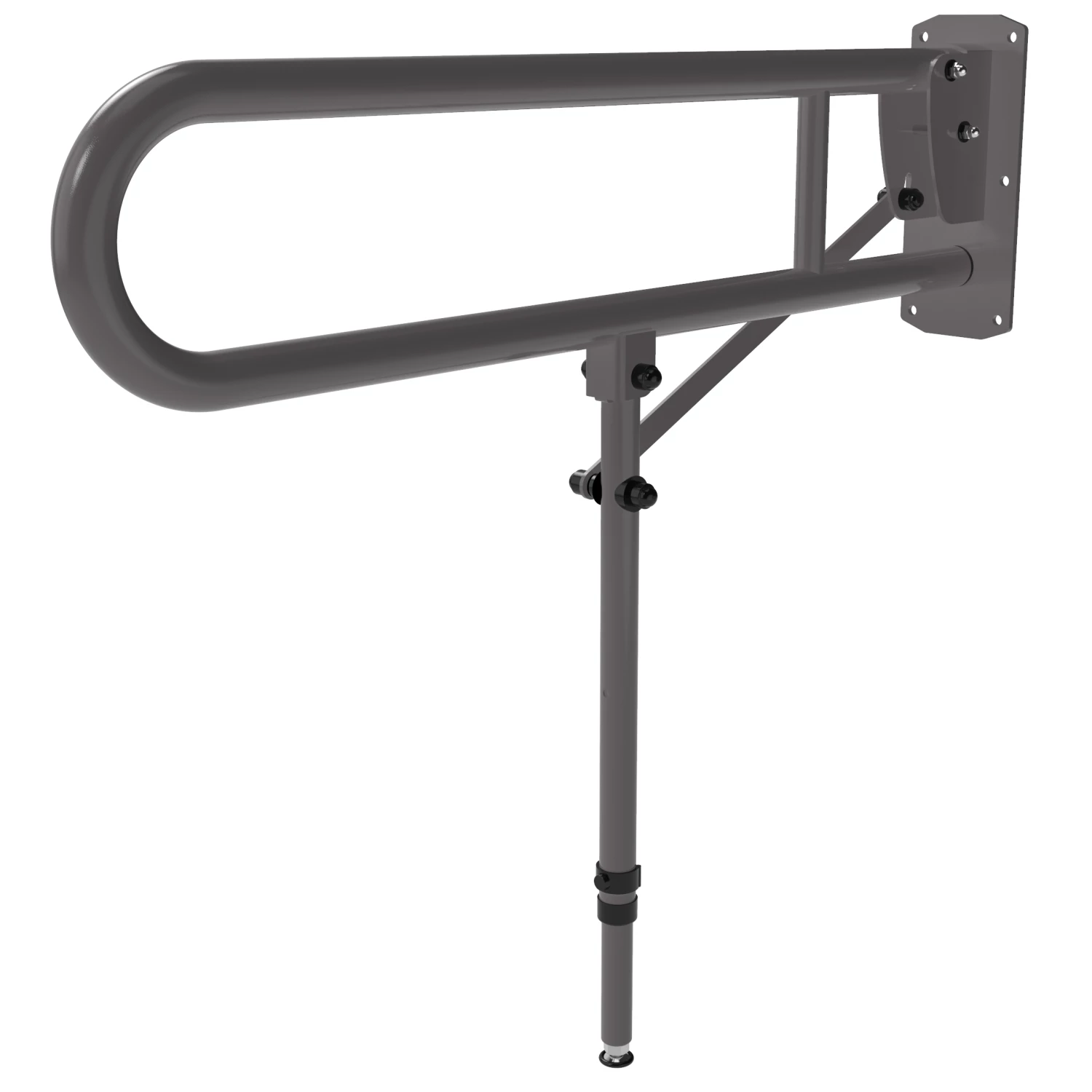 Nymas NymaPRO Lift And Lock Hinged Grab Rail With Leg 800mm Length - Grey 3 Nymas NymaPRO Lift And Lock Hinged Grab Rail With Leg 800mm Length - Grey