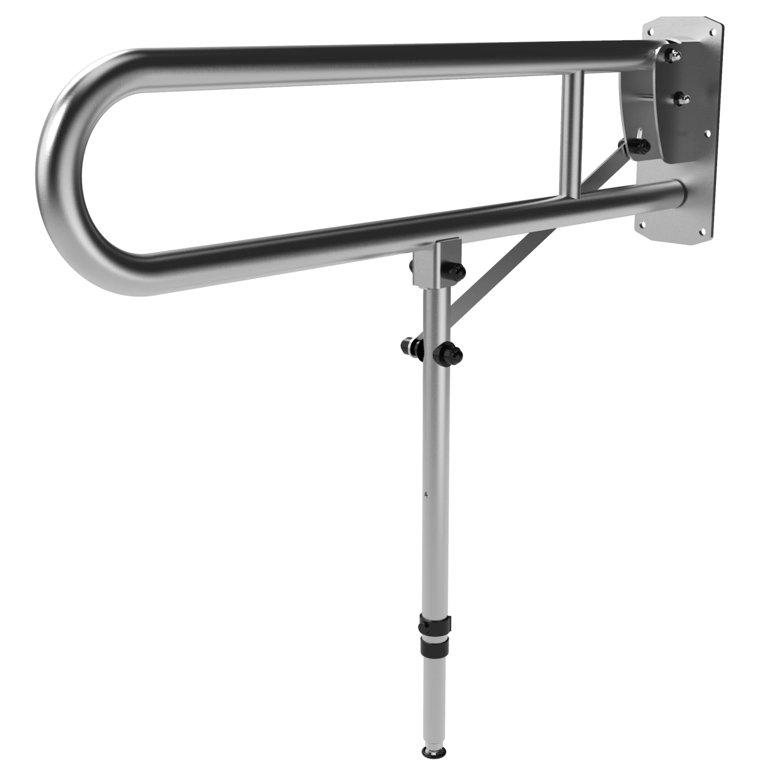 Nymas NymaPRO Lift And Lock Hinged Grab Rail With Leg 800mm Length - Satin 4 Nymas NymaPRO Lift And Lock Hinged Grab Rail With Leg 800mm Length - Satin - Image 2