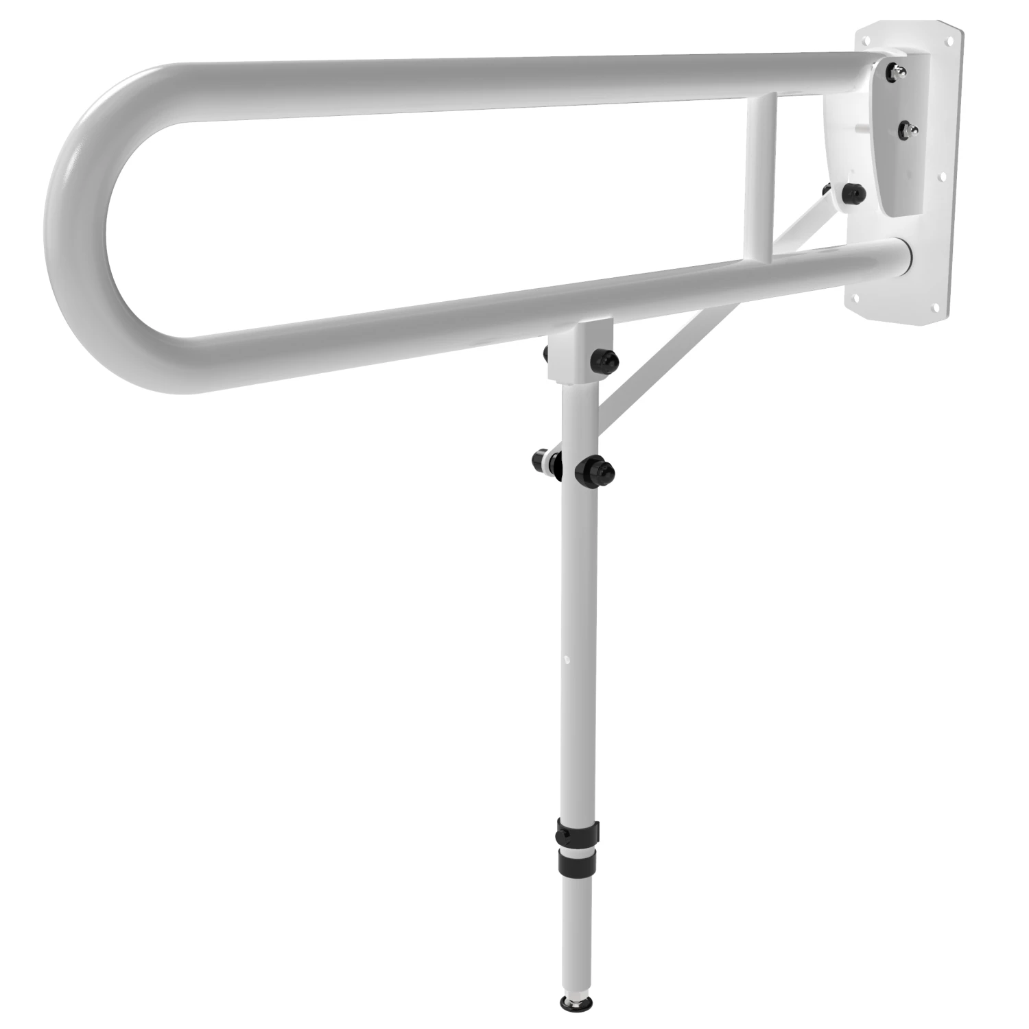Nymas NymaPRO Lift And Lock Hinged Grab Rail With Leg 800mm Length - White 4 Nymas NymaPRO Lift And Lock Hinged Grab Rail With Leg 800mm Length - White - Image 2