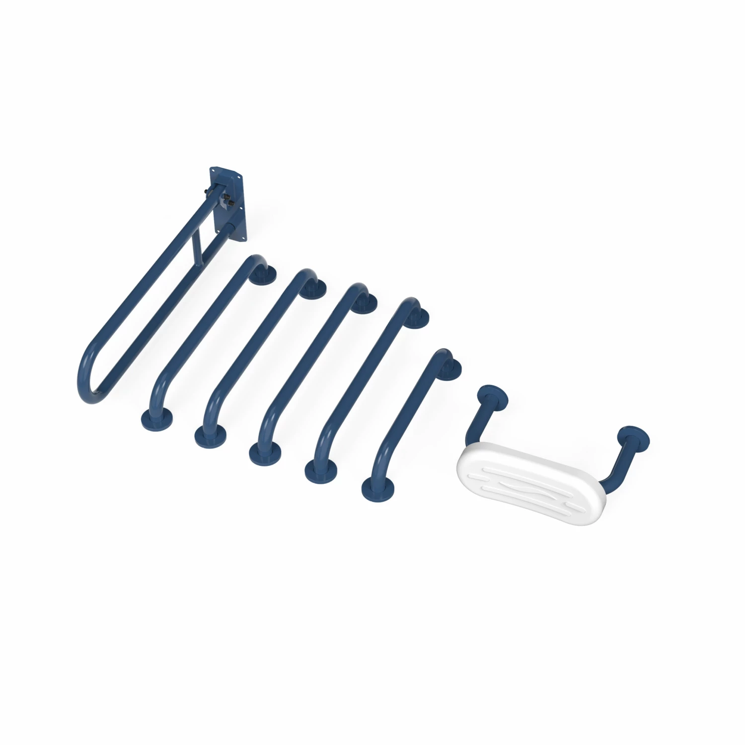Nymas NymaPRO Concealed Fixing Grab Rails With Back Rest For Doc M Toilet Pack - Dark Blue Rails 4 Nymas NymaPRO Concealed Fixing Grab Rails With Back Rest For Doc M Toilet Pack - Dark Blue Rails - Image 2
