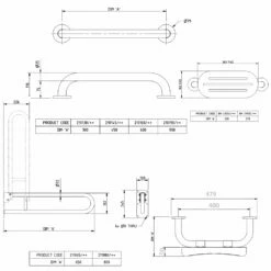 Nymas NymaPRO Concealed Fixing Grab Rails With Back Rest For Doc M Toilet Pack - Satin