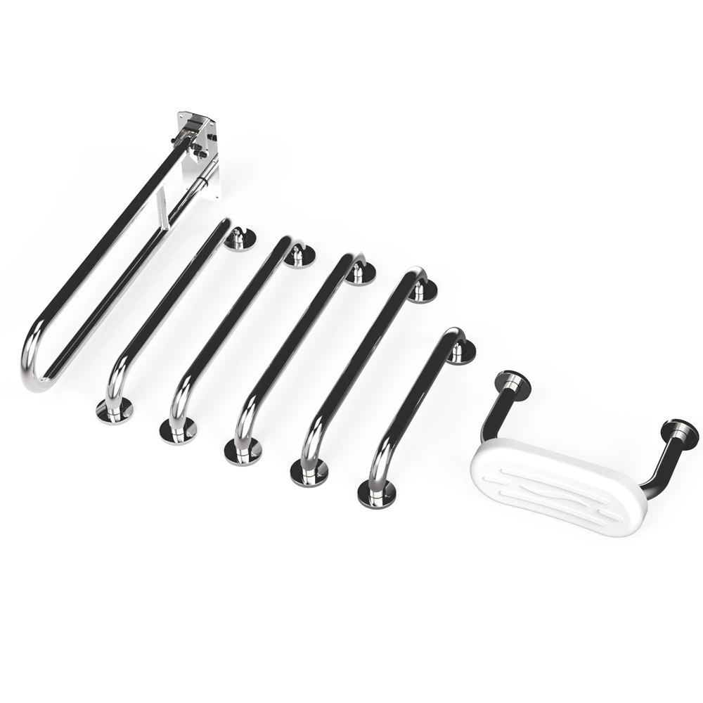 Nymas NymaPRO Concealed Fixing Grab Rails With Back Rest For Doc M Toilet Pack - Polished 4 Nymas NymaPRO Concealed Fixing Grab Rails With Back Rest For Doc M Toilet Pack - Polished - Image 2
