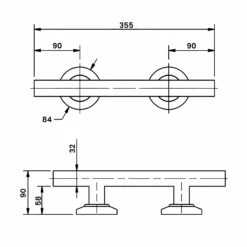 Nymas NymaPRO Contemporary Nylon Flanged Straight Grab Rail 355mm Length - Polished