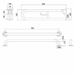 Nymas NymaPRO Exposed Fixing Grab Rails For Doc M Toilet Pack - White