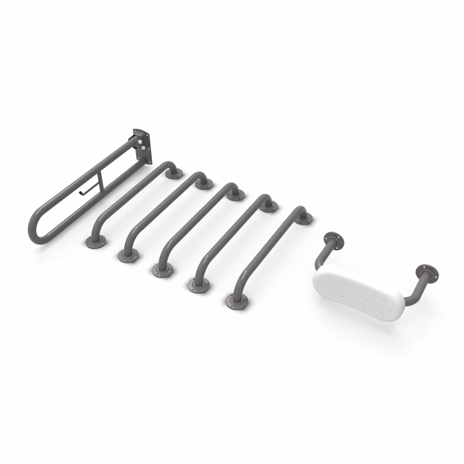 Nymas NymaPRO Exposed Fixing Grab Rails With Back Rest For Doc M Toilet Pack - Grey 3 Nymas NymaPRO Exposed Fixing Grab Rails With Back Rest For Doc M Toilet Pack - Grey