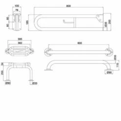 Nymas NymaPRO Exposed Fixing Grab Rails With Back Rest For Doc M Toilet Pack - Dark Blue