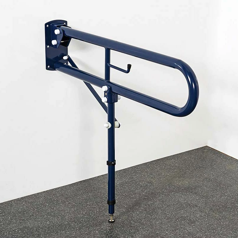 Nymas NymaPRO Trombone Hinged Support Steel Grab Rail With Leg 800mm Length - Dark Blue 5 Nymas NymaPRO Trombone Hinged Support Steel Grab Rail With Leg 800mm Length - Dark Blue - Image 3
