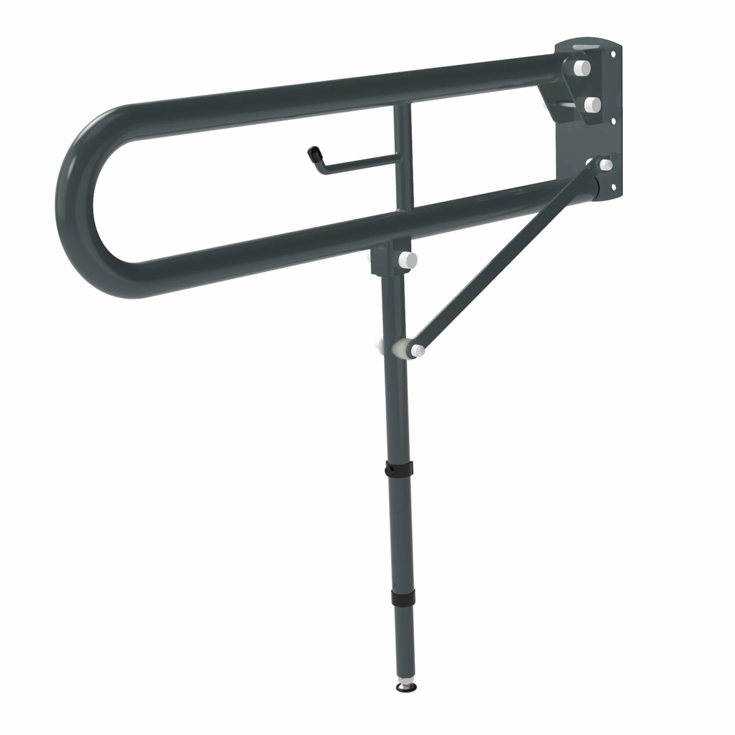 Nymas NymaPRO Trombone Hinged Support Steel Grab Rail With Leg 800mm Length - Dark Grey 3 Nymas NymaPRO Trombone Hinged Support Steel Grab Rail With Leg 800mm Length - Dark Grey
