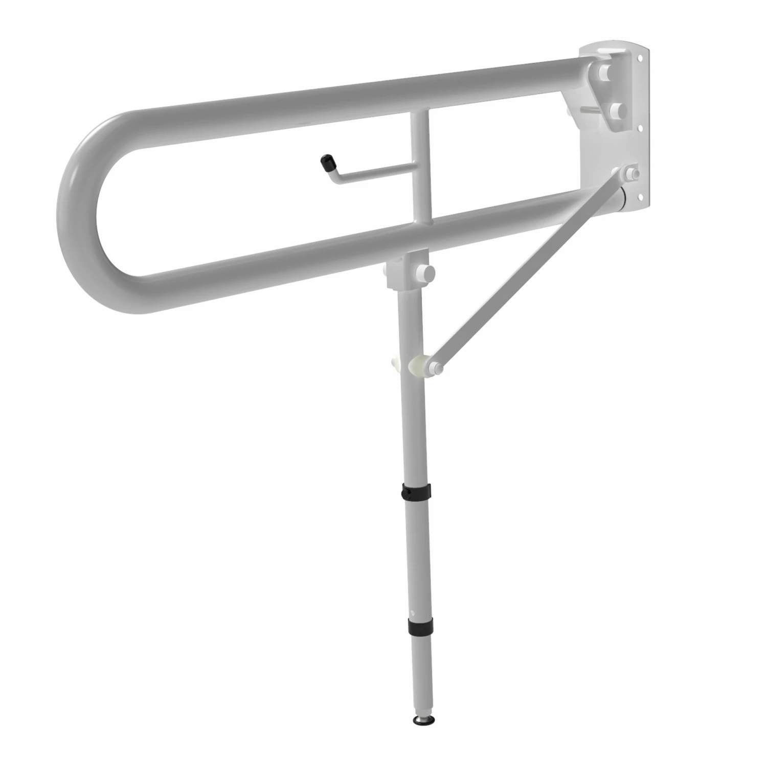 Nymas NymaPRO Trombone Hinged Support Steel Grab Rail With Leg 800mm Length - White 4 Nymas NymaPRO Trombone Hinged Support Steel Grab Rail With Leg 800mm Length - White - Image 2