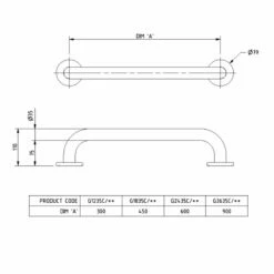 Nymas NymaPRO Round Flange Steel Grab Rail 900mm Length - Dark Grey