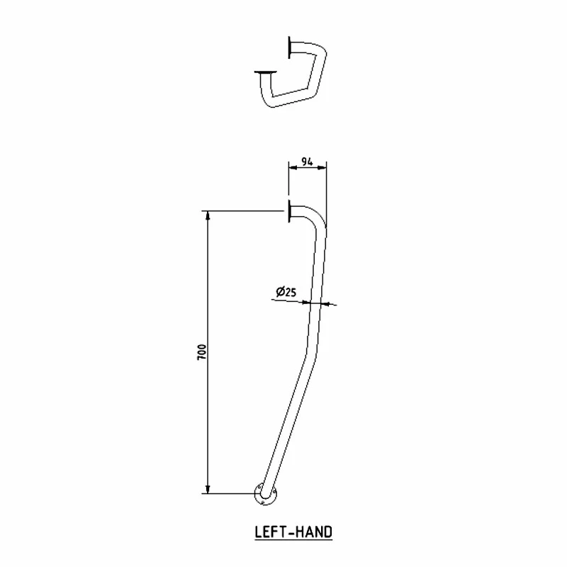 Nymas NymaPRO Newel Post Steel Grab Rail 700mm Length - Left Handed 3 Nymas NymaPRO Newel Post Steel Grab Rail 700mm Length - Left Handed