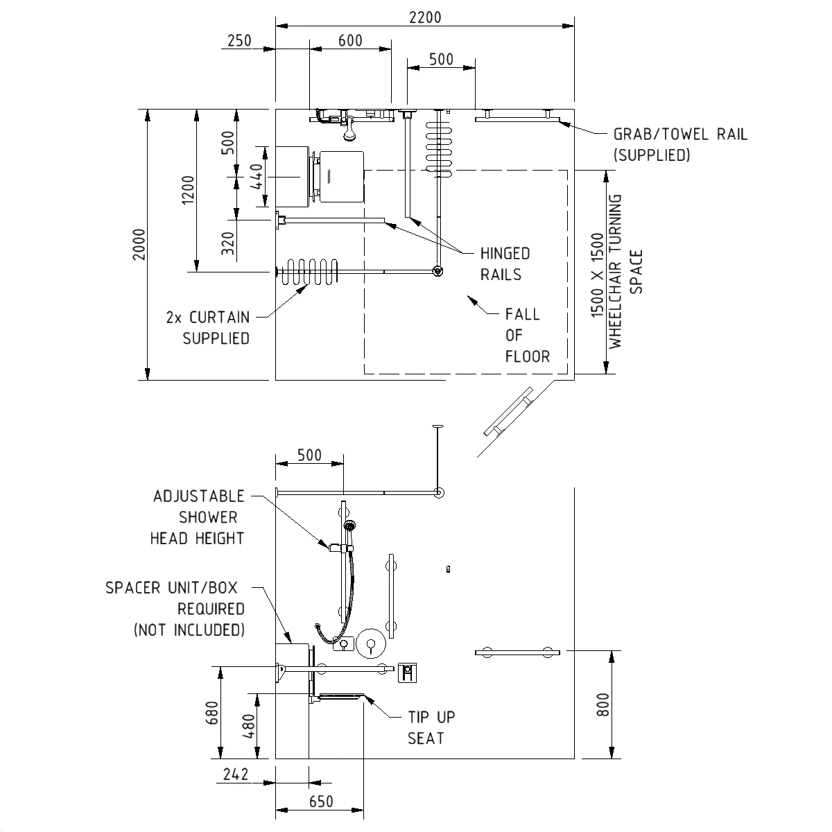 Nymas NymaSTYLE Doc M Shower Pack With Concealed Valves And Slimline Seat - Satin 4 Nymas NymaSTYLE Doc M Shower Pack With Concealed Valves And Slimline Seat - Satin - Image 2