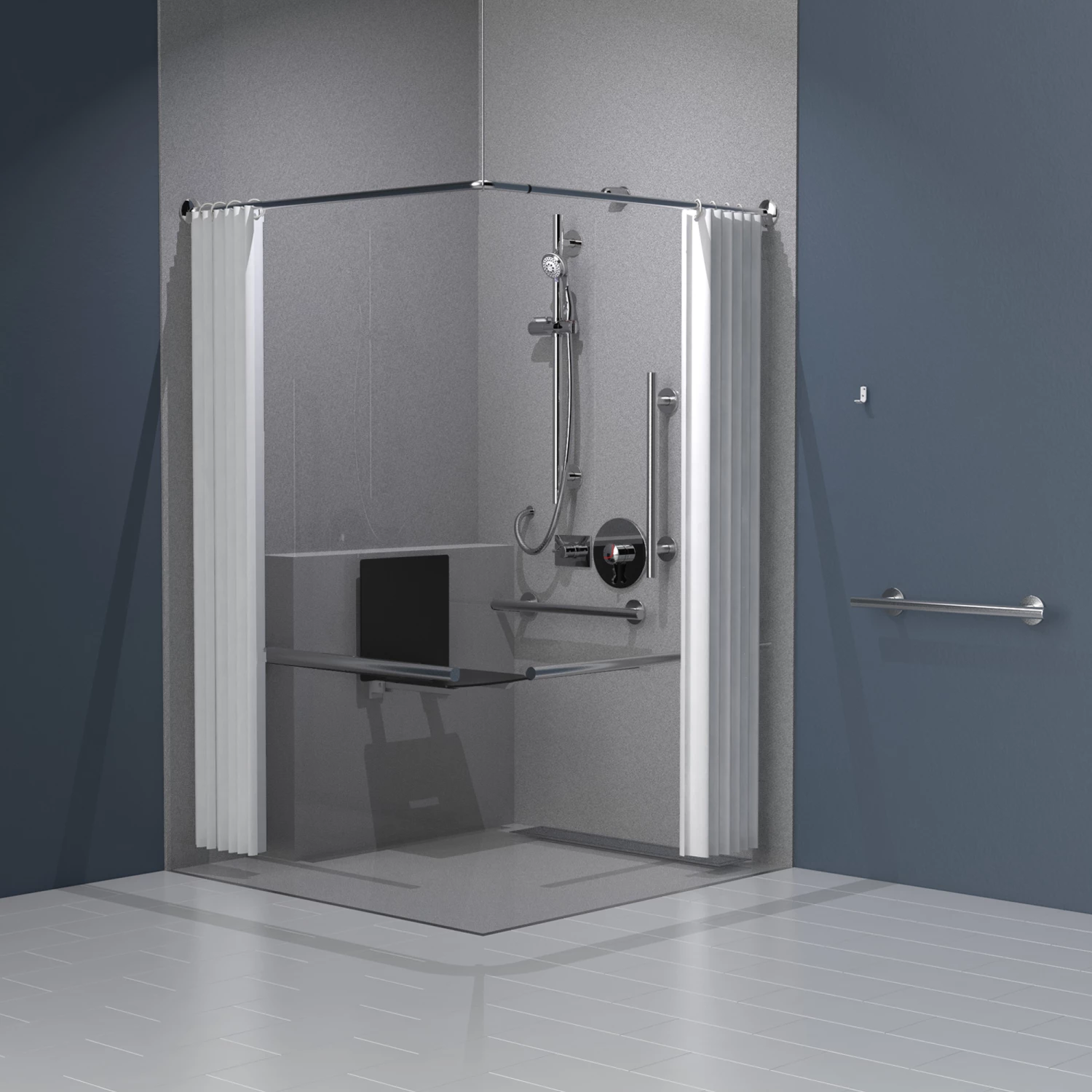 Nymas NymaSTYLE Doc M Shower Pack With Concealed Valves And Slimline Seat - Satin 3 Nymas NymaSTYLE Doc M Shower Pack With Concealed Valves And Slimline Seat - Satin
