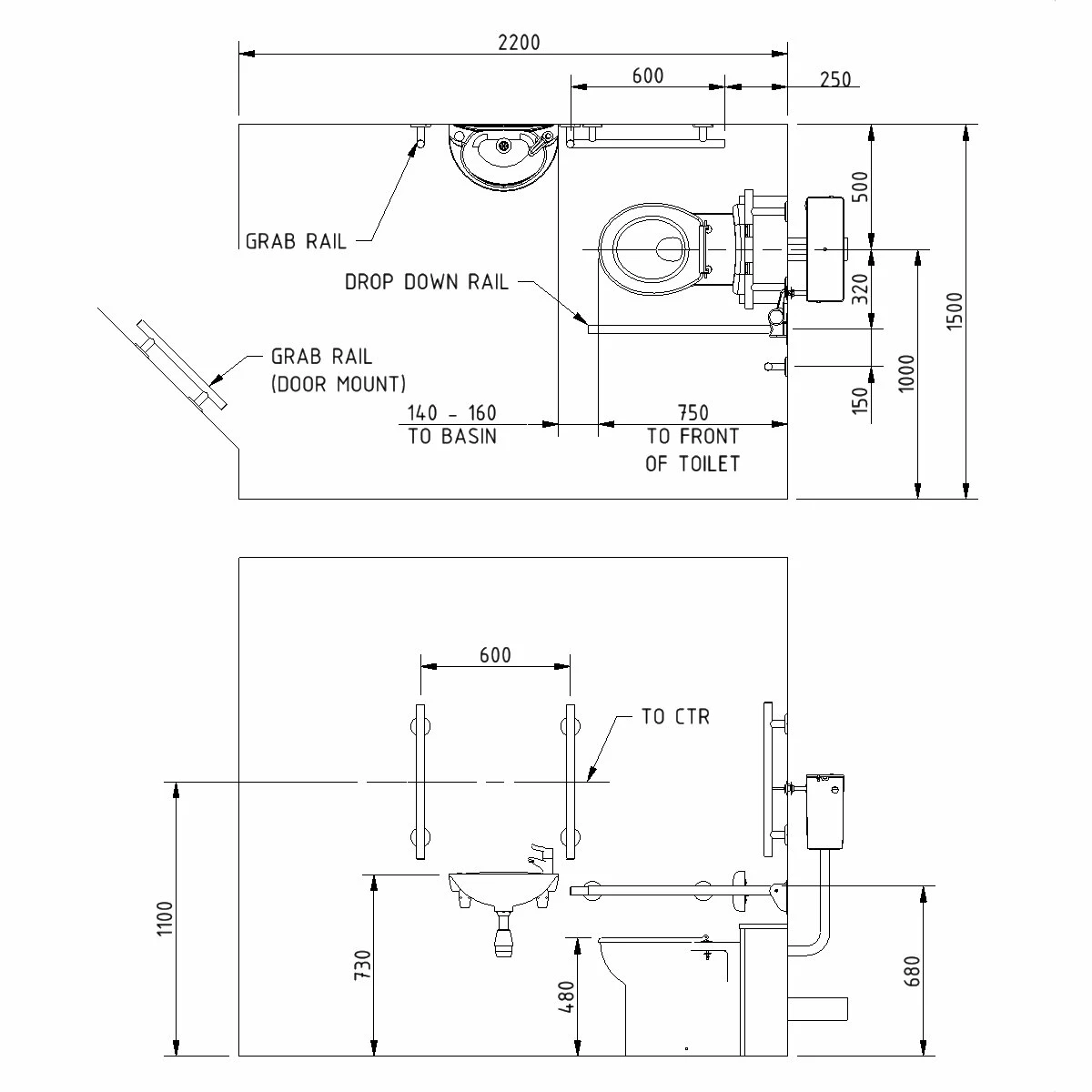 Nymas NymaSTYLE Luxury Back To Wall Doc M Pack White - 5 X Polished Grab Rails 4 Nymas NymaSTYLE Luxury Back To Wall Doc M Pack White - 5 X Polished Grab Rails - Image 2