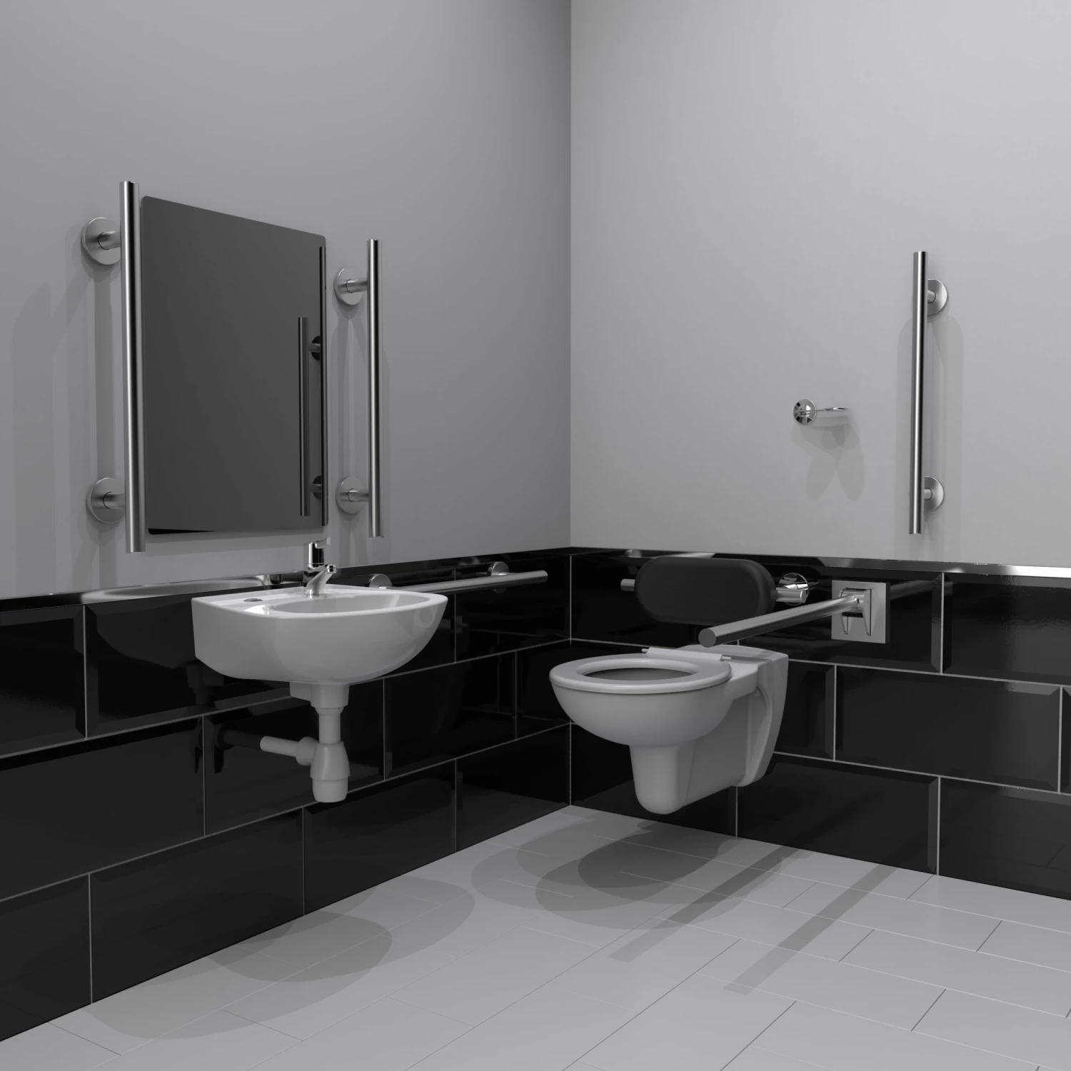 Nymas NymaSTYLE Luxury Wall Hung Doc M Pack White - 5 X Satin Grab Rails 3 Nymas NymaSTYLE Luxury Wall Hung Doc M Pack White - 5 X Satin Grab Rails