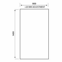 Orbit A6 Black Grid Square Bath Screen 1400mm H X 800mm W - 6mm Glass