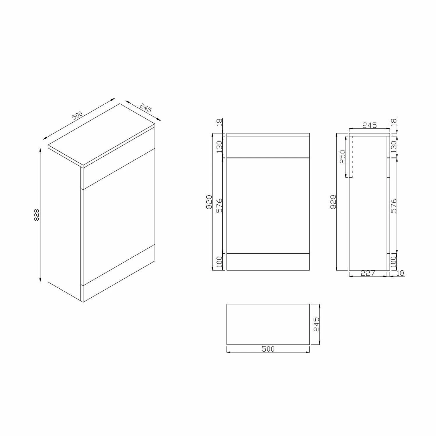 Orbit Ambience Back To Wall WC Unit 500mm Wide - Grey Oak 4 Orbit Ambience Back To Wall WC Unit 500mm Wide - Grey Oak - Image 2