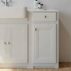 Orbit Classica Traditional Side Cabinet 400mm Wide 1-Drawer And 1-Door - Stone Grey -HEATANDPLUMB Sales orbit classica bathroom furniture orclatrscn40 2