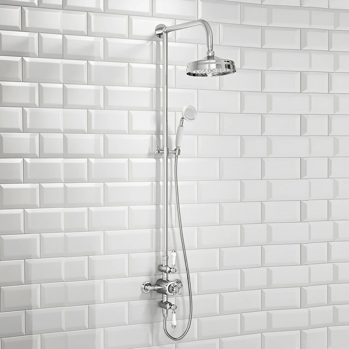 Orbit Traditional Thermostatic Exposed Mixer Shower With Adjustable Riser Rail And Fixed Head + Handset - Chrome 4 Orbit Traditional Thermostatic Exposed Mixer Shower With Adjustable Riser Rail And Fixed Head + Handset - Chrome - Image 2