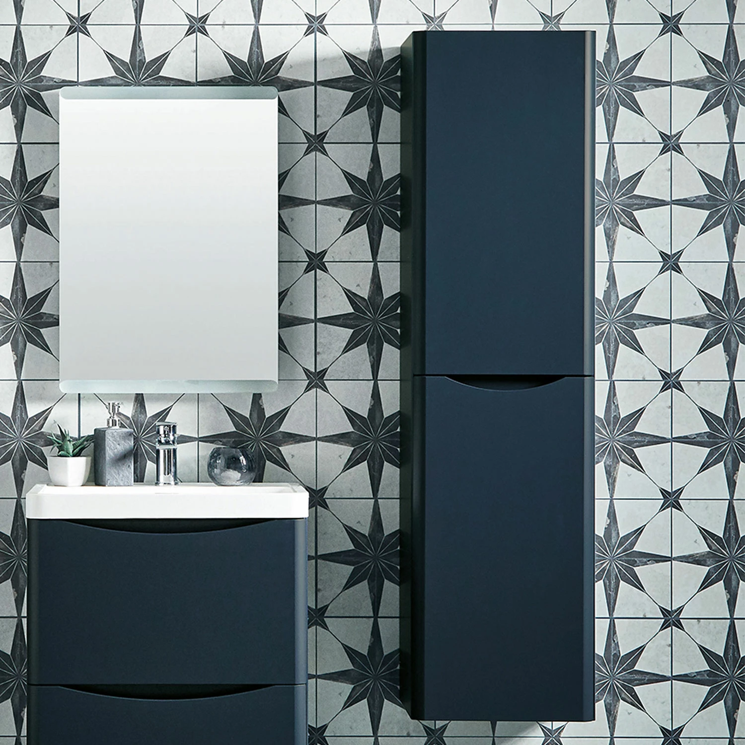 Orbit Contour Wall Hung Tall Storage Unit 400mm Wide - Indigo Blue 5 Orbit Contour Wall Hung Tall Storage Unit 400mm Wide - Indigo Blue - Image 3