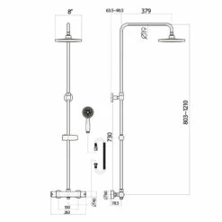 Orbit Cubic Round Rigid Riser Shower Kit With Fixed Head And Shower Handset -HEATANDPLUMB Sales orbit cubic complete mixer shower cubic001 2