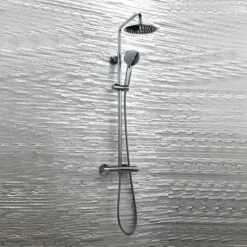 Orbit Cubic Round Rigid Riser Shower Kit With Fixed Head And Shower Handset