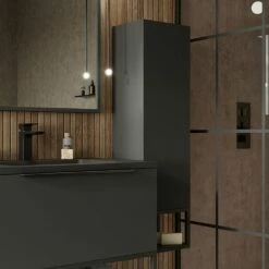 Orbit Illumo Wall Hung Tall Boy Storage Unit 300mm Wide - Matt White -HEATANDPLUMB Sales orbit illumo bathroom furniture orillwhtbsu30 2 1