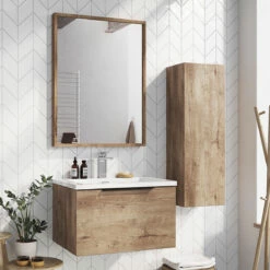 Orbit Illumo Bathroom Mirror 600mm H X 800mm W - Rustic Oak -HEATANDPLUMB Sales orbit illumo bathroom mirror illumo014 3