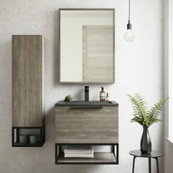 Orbit Illumo Bathroom Mirror 600mm H X 800mm W - Grey Oak -HEATANDPLUMB Sales orbit illumo bathroom mirror illumo015 6