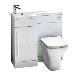 Orbit Life LH Combination Unit With Sculptured Basin 900mm Wide - Gloss White