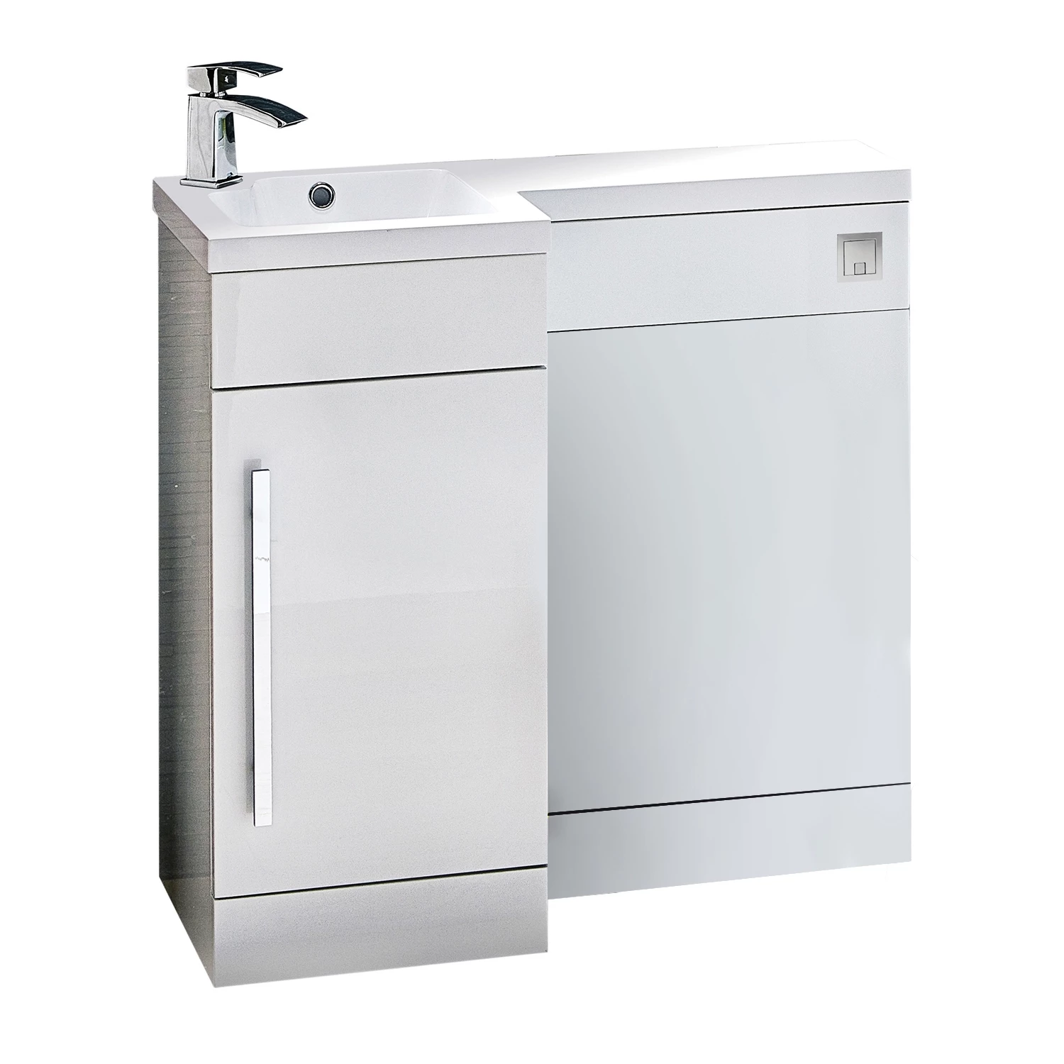 Orbit Life LH Combination Unit With Sculptured Basin 900mm Wide - Gloss White 4 Orbit Life LH Combination Unit With Sculptured Basin 900mm Wide - Gloss White - Image 2