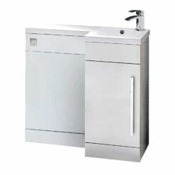 Orbit Life RH Combination Unit With Sculptured Basin 900mm Wide - Gloss White -HEATANDPLUMB Sales orbit life bathroom furniture lifefurn002 lifefurn004 lifefurn007 3