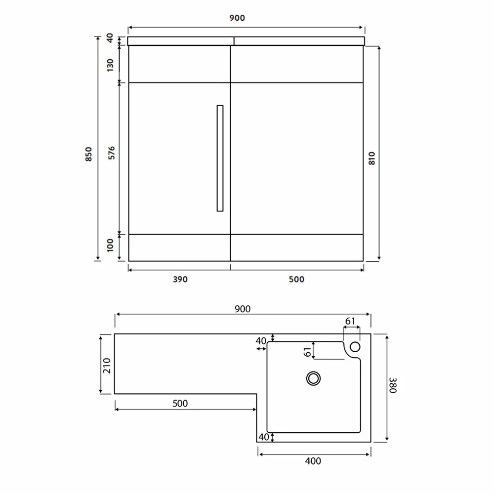 Orbit Life RH Combination Unit With Sculptured Basin 900mm Wide - Graphite Grey 4 Orbit Life RH Combination Unit With Sculptured Basin 900mm Wide - Graphite Grey - Image 2