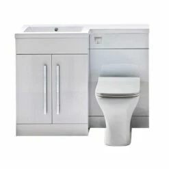 Orbit Life LH Combination Unit With Sculptured Basin 1100mm Wide - Gloss White -HEATANDPLUMB Sales orbit life bathroom furniture lifefurn009 lifefurn012 lifefurn017 1 1