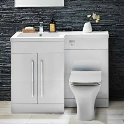 Orbit Life LH Combination Unit With Sculptured Basin 1100mm Wide - Gloss White -HEATANDPLUMB Sales orbit life bathroom furniture lifefurn009 lifefurn012 lifefurn017 2