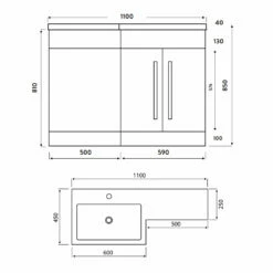 Orbit Life LH Combination Unit With Sculptured Basin 1100mm Wide - Graphite Grey -HEATANDPLUMB Sales orbit life bathroom furniture lifefurn009 lifefurn012 lifefurn017