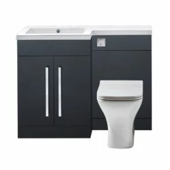 Orbit Life LH Combination Unit With Sculptured Basin 1100mm Wide - Graphite Grey -HEATANDPLUMB Sales orbit life bathroom furniture lifefurn009 lifefurn013 lifefurn018 1