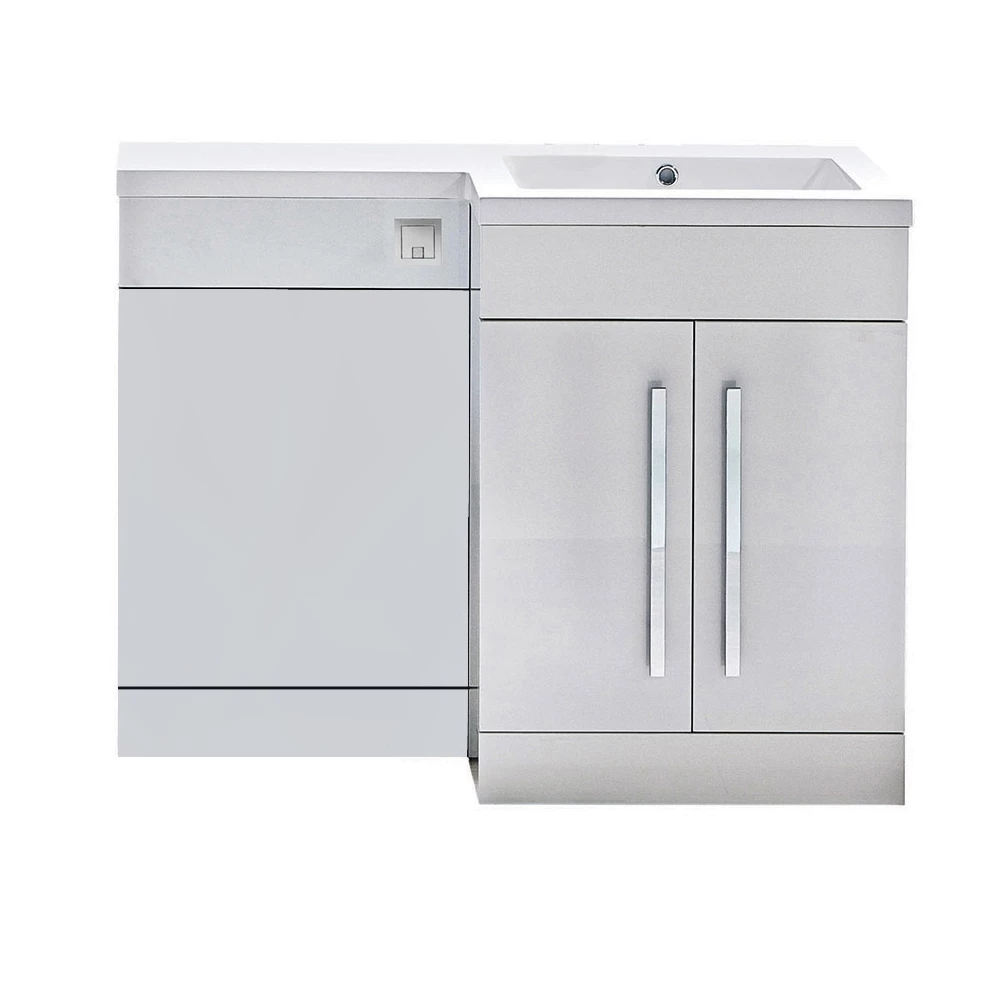 Orbit Life RH Combination Unit With Sculptured Basin 1100mm Wide - Gloss White 3 Orbit Life RH Combination Unit With Sculptured Basin 1100mm Wide - Gloss White
