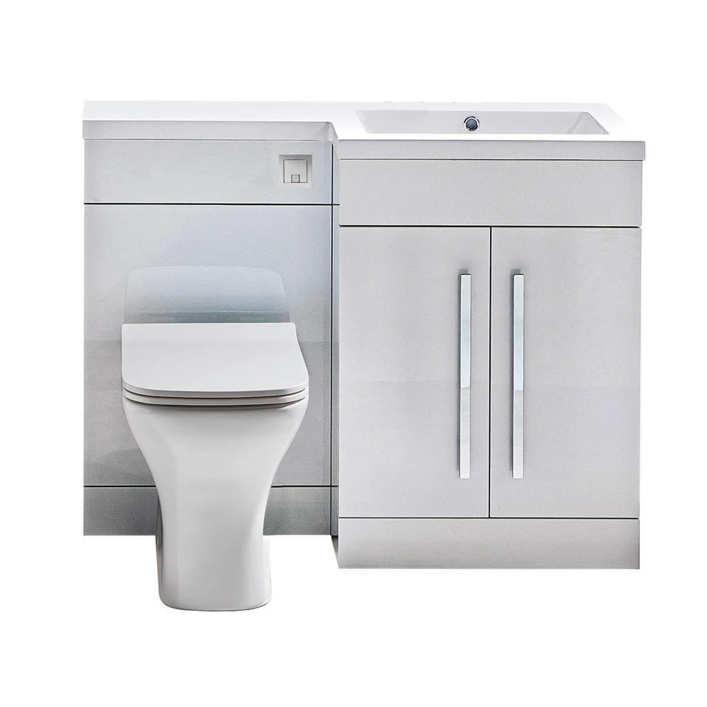Orbit Life RH Combination Unit With Sculptured Basin 1100mm Wide - Gloss White 4 Orbit Life RH Combination Unit With Sculptured Basin 1100mm Wide - Gloss White - Image 2