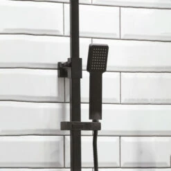 Orbit Lunar Square Shower Riser Kit With Single Function Handset And Fixed Head - Black -HEATANDPLUMB Sales orbit lunar complete mixer shower noire008 1 1