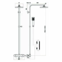 Orbit Lunar Square Shower Riser Kit With Single Function Handset And Fixed Head - Black